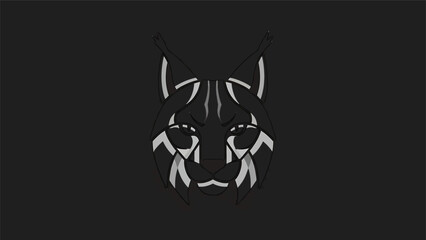 Obraz premium Abstract geometric design of a lynx face, minimalist artwork, dark background.