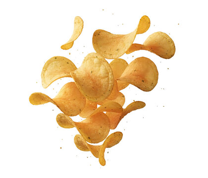 image of scattered potato chips without background