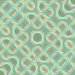 Symmetrical pattern composed of tiles with wavy lines and circles. Ideal pattern for interior design and decorative elements in a modern style. 3d rendering digital illustration