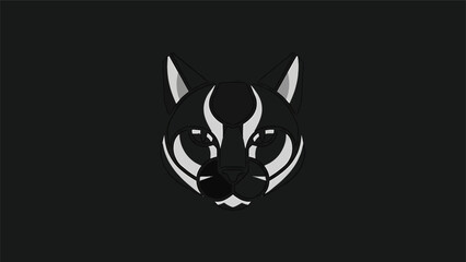 Fototapeta premium Minimalist black and white illustration of a stylized feline face, perfect for design.