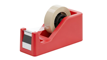 Red Tape Dispenser with Clear Tape Roll