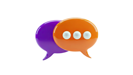 Two Speech Bubbles, One Orange with Dots, One Purple