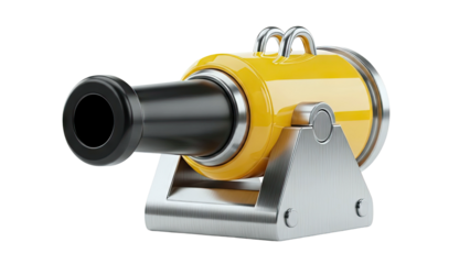 Yellow Cannon with Metal Stand