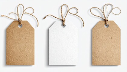 Transparent PNG gift tag isolated, realistic paper cut edges, soft shadow only, professional product style