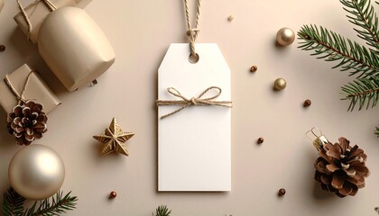 Holiday printable gift tag design, balanced spacing, professional layout, soft neutral background