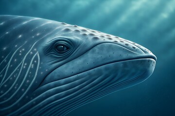 Close-up marine animal skin texture with smooth patterned surface, subtle natural highlights, and deep blue-gray tones creating a calm oceanic abstract wallpaper aesthetic - AI Generated