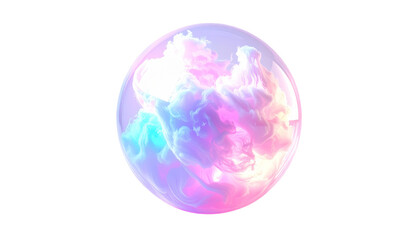 A sphere encasing swirling pastel-colored smoke against black