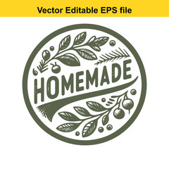  vector editable eps file with homemade green leaf circle logo design
