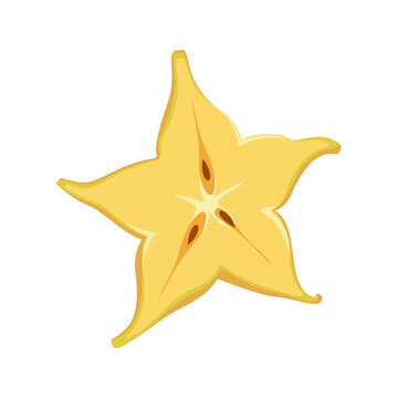 Carambola hand drawn. Star fruit isolated on white background. 