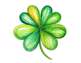 green four leaf clover isolated on transparent background