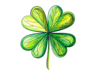 green four leaf clover illustration isolated on transparent background