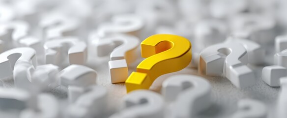 The Yellow Question Mark Standing Out Among Many White Question Marks
