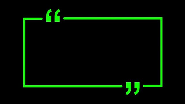 Square quote box icon animation. Rectangular quote mark graphic animation. Rectangular box with quote mark animation. Rectangular doodle frame with quote.