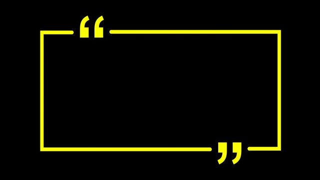 Square quote box icon animation. Rectangular quote mark graphic animation. Rectangular box with quote mark animation. Rectangular doodle frame with quote.