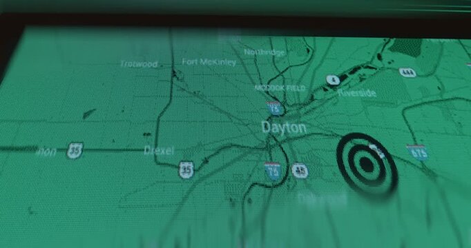 Dayton, Ohio, USA displayed on map as target for cyber attack