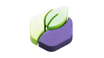 Abstract 3D Green and Gray Leaf Logo