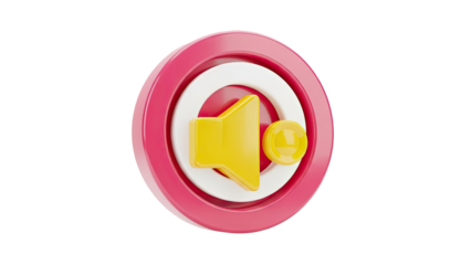 3D Speaker Icon with Volume Indicator