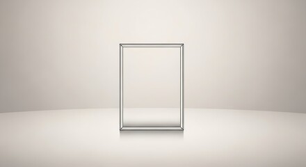 Transparent Rectangular Frame with Subtle Reflections on a Neutral Background, Minimalist Design