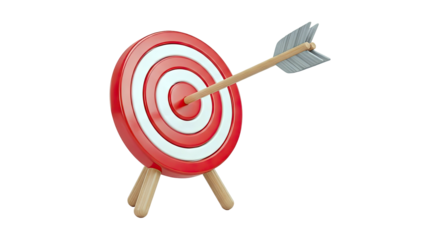 Arrow hitting bullseye on target