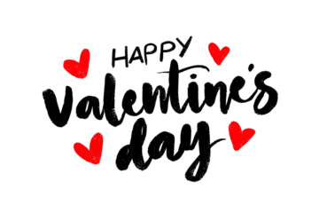 Happy valentines day greeting with hearts on transparent background