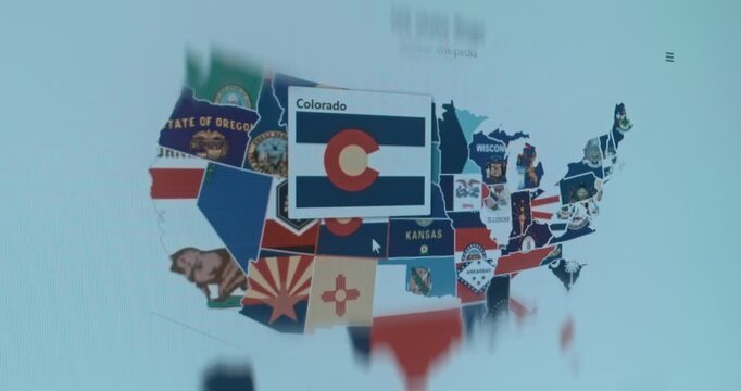 Map of the United States of America with flags of each state