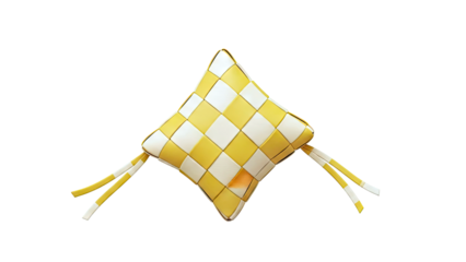 Ketupat with yellow and white checkered pattern
