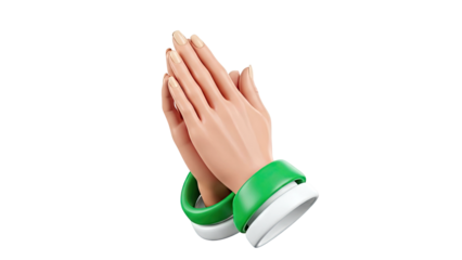 Praying Hands with Green and White Cuffs