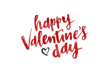 Happy valentines day greeting with heart on transparent background