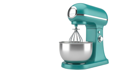 Teal Stand Mixer with Stainless Steel Bowl and Whisk