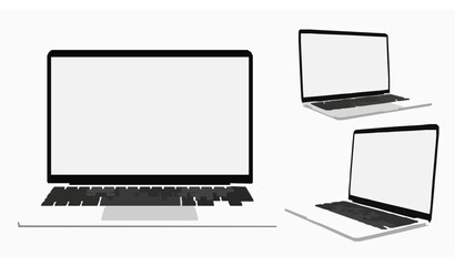 Realistic laptop mockup blank screen perspective views vector EPS 10
