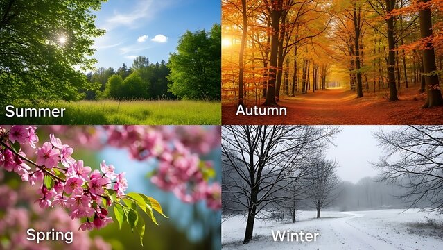 A beautiful collage showcasing the four distinct seasons of nature.