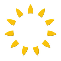 Yellow sun rays circle isolated. Abstract solar icon.
