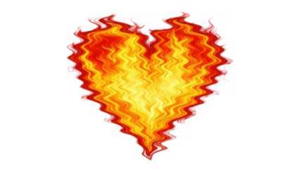 Fiery heart illustration isolated on transparent background