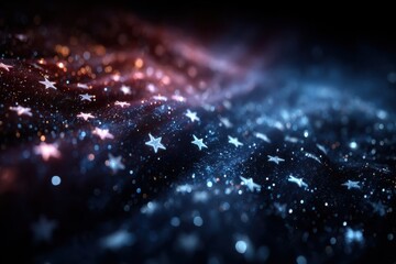 Vivid 3D background design of red, white, and blue American flag with stars