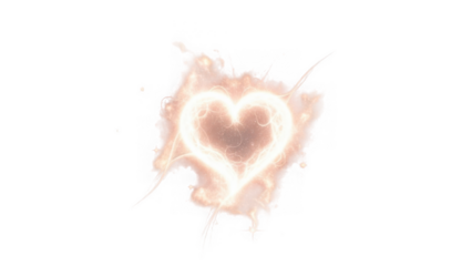 Glowing heart illustration isolated on transparent background