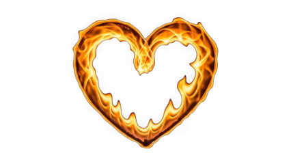 Fiery heart design isolated on transparent background