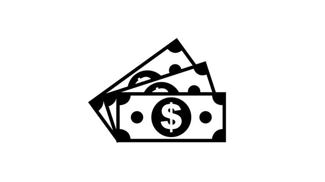 Piles of paper money grow up icon. ideal for financial concepts, budgeting, savings, investments, and business related designs. financial cash and payment for financial business web video element.