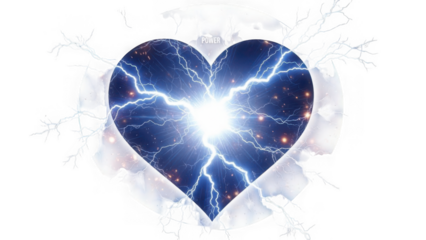 Electrified heart isolated on transparent background
