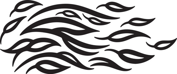 Fototapeta premium Black tribal tattoo design with abstract curved lines