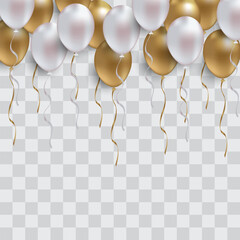 Festive flying balloons. Holidays and birthday. Isolated on transparent background.