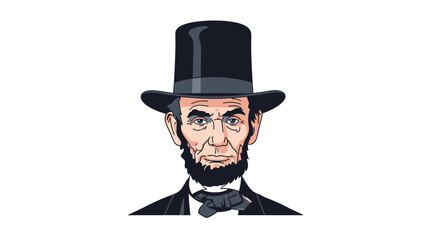 Illustration of Abraham Lincoln wearing a top hat and bow tie.