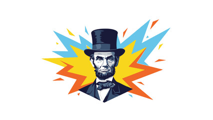 Stylized portrait of Abraham Lincoln with colorful abstract background.