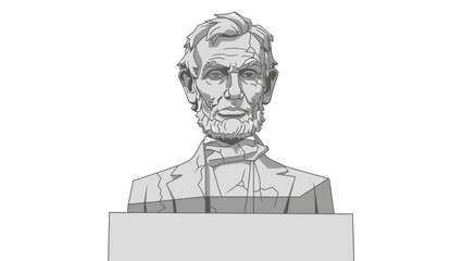 Detailed grayscale illustration of Abraham Lincoln bust sculpture.
