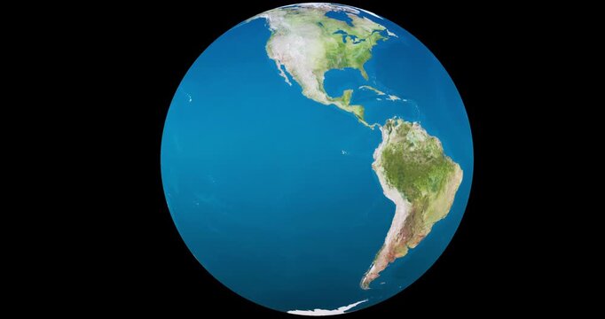 Planet Earth rotating 360 degrees footage with alpha channel (ProRes, 4K only). 3D FX animation.
