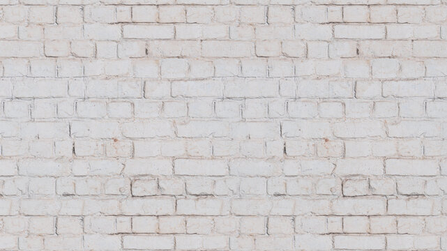 White painted brick wall texture 3D render