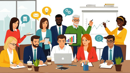 Diverse Business Team Discussing Project Together.