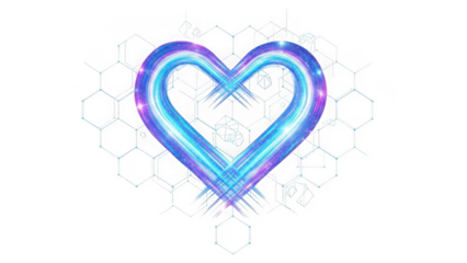 Abstract heart with geometric background isolated on transparent background