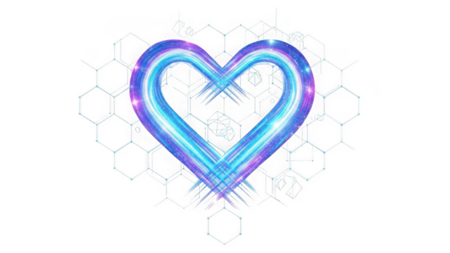 Abstract heart with geometric background isolated on transparent background - Powered by Adobe