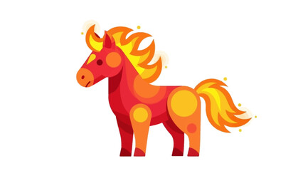 Fototapeta premium Vibrant fiery horse illustration standing proudly with flowing mane