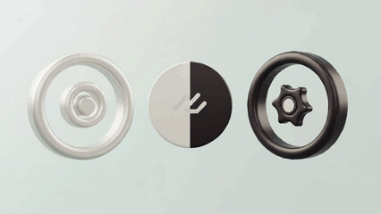 Three Round Metal Parts with Different Designs.